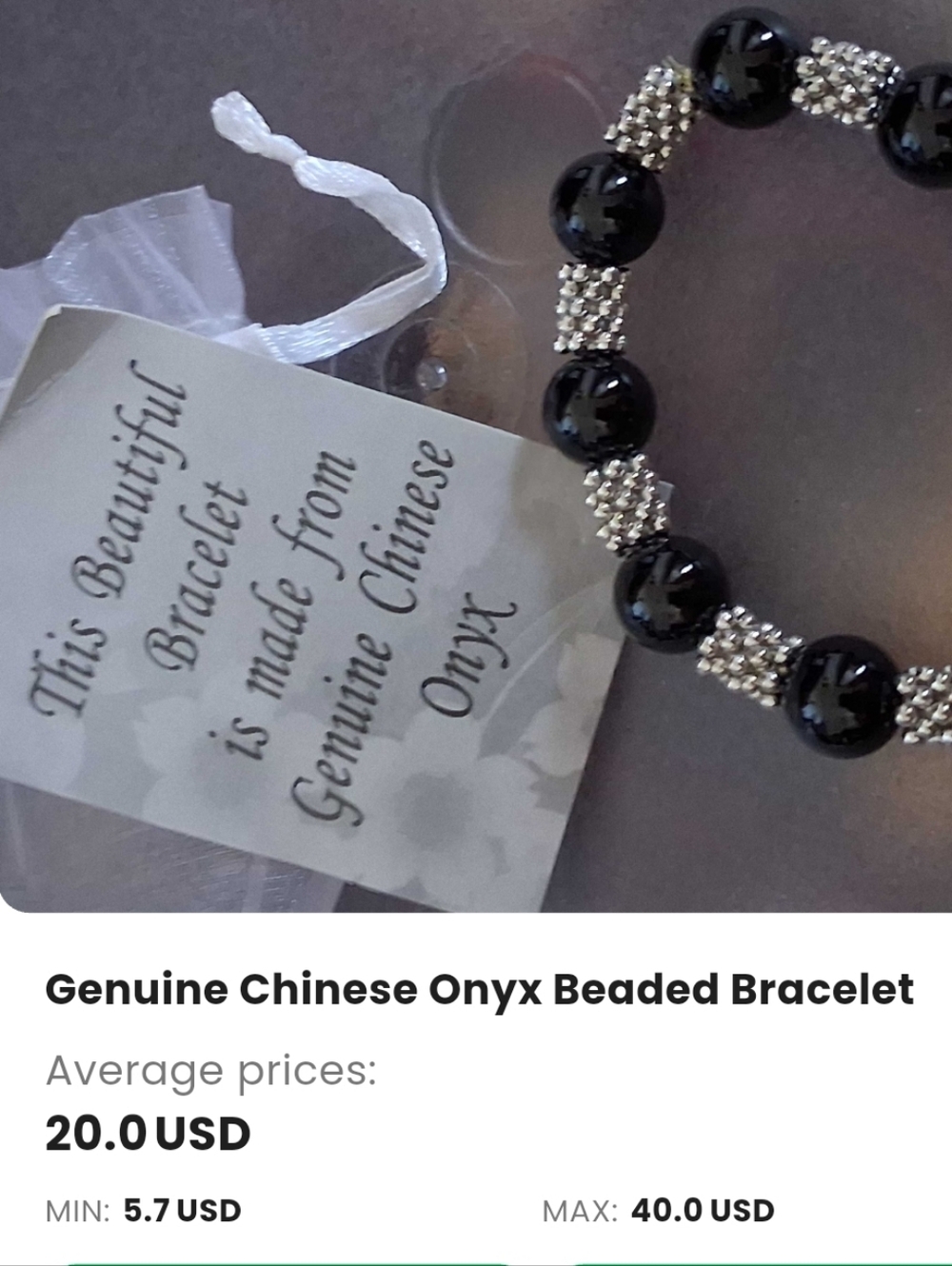 Onyx Black Bead Bracelet with Silver Accents